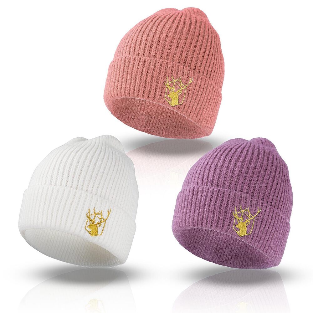 6310 Winter Beanie Hats Soft Warm Knit Cuffed Skull Cap 3PCS/Hat Set